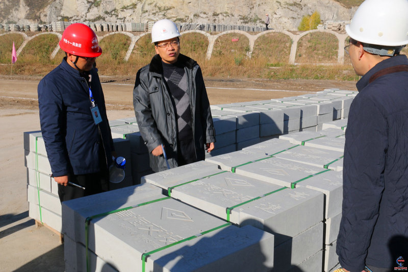 圖2、王增賢總工程師（左二）高度評價預制塊成品.JPG