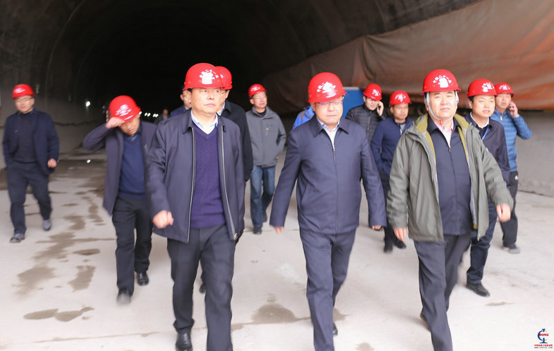 10、參加貫通慶典的各位領(lǐng)導(dǎo)步入馬峽隧道參觀。.jpg